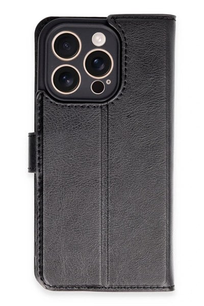 Mey İthalat®  iPhone 16 Pro Kılıf Trend S Plus Kapaklı Kılıf - Siyah