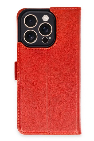 Mey İthalat®  iPhone 16 Pro Kılıf Trend S Plus Kapaklı Kılıf - Kırmızı
