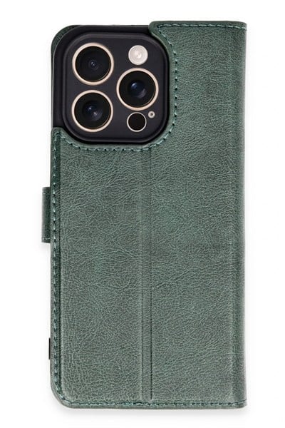 Mey İthalat®  iPhone 16 Pro Kılıf Trend S Plus Kapaklı Kılıf - Yeşil