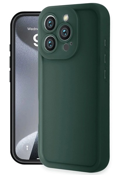 Mey İthalat®  iPhone 16 Pro Kılıf Viera Silikon - Koyu Yeşil