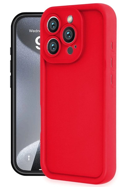 Mey İthalat®  iPhone 16 Pro Kılıf Viera Silikon - Kırmızı