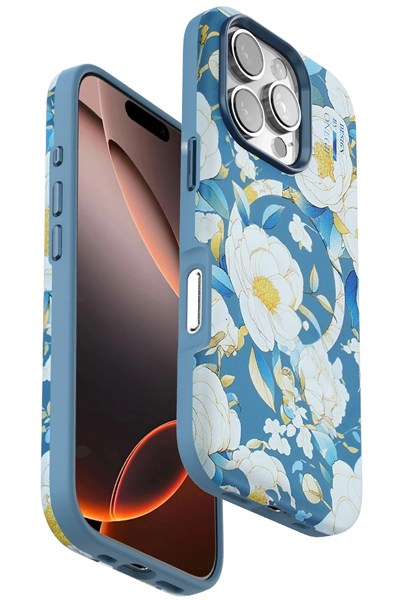 Mey İthalat®  iPhone 16 Pro Max Flower Series Magsafe Kapak - Mavi
