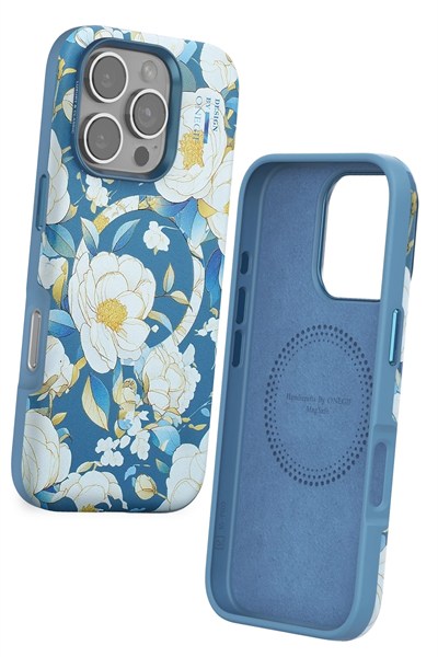 Mey İthalat®  iPhone 16 Pro Max Flower Series Magsafe Kapak - Mavi