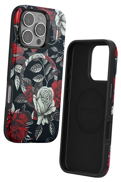 Mey İthalat®  iPhone 16 Pro Max Flower Series Magsafe Kapak - Siyah