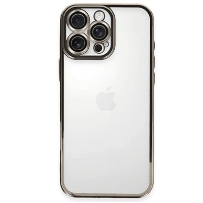 Mey İthalat®  iPhone 16 Pro Max Kılıf  Lensli Silikon - Titanyum Gri