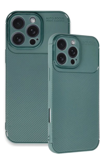 Mey İthalat®  iPhone 16 Pro Max Kılıf Auto Focus Karbon Kapak - Koyu Yeşil