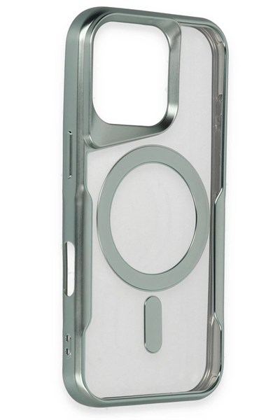 Mey İthalat®  iPhone 16 Pro Max Kılıf Boyi Magsafe Silikon Kapak - Yeşil