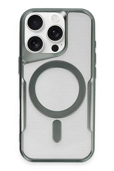 Mey İthalat®  iPhone 16 Pro Max Kılıf Boyi Magsafe Silikon Kapak - Yeşil