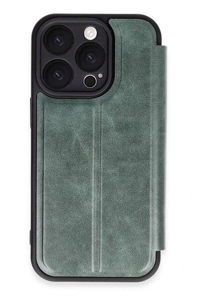 Mey İthalat®  iPhone 16 Pro Max Kılıf Flip Cover - Koyu Yeşil