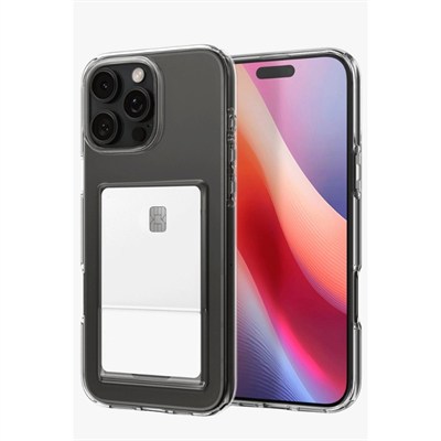 Mey İthalat®  iPhone 16 Pro Max Kılıf Kart Şeffaf Silikon - Şeffaf