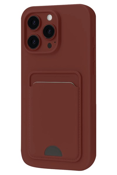 Mey İthalat®  iPhone 16 Pro Max Kılıf Kelvin Kartvizitli Silikon - Bordo