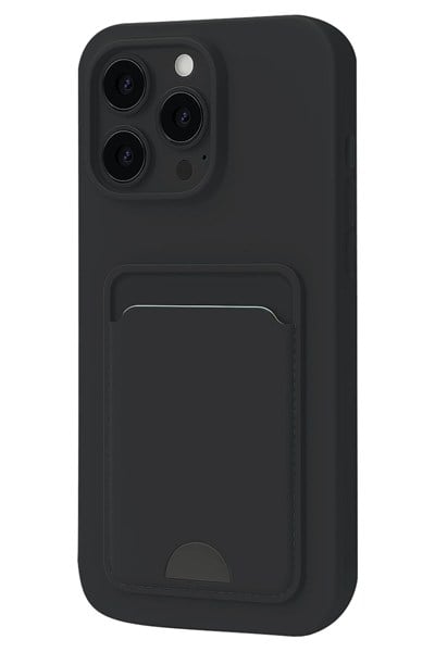 Mey İthalat®  iPhone 16 Pro Max Kılıf Kelvin Kartvizitli Silikon - Siyah