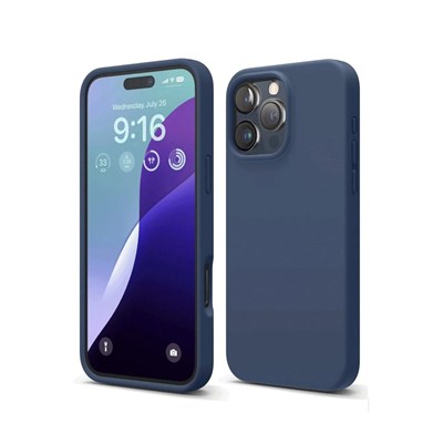 Mey İthalat®  iPhone 16 Pro Max Kılıf Nano içi Kadife Silikon - Lacivert