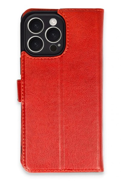 Mey İthalat®  iPhone 16 Pro Max Kılıf Trend S Plus Kapaklı Kılıf - Kırmızı