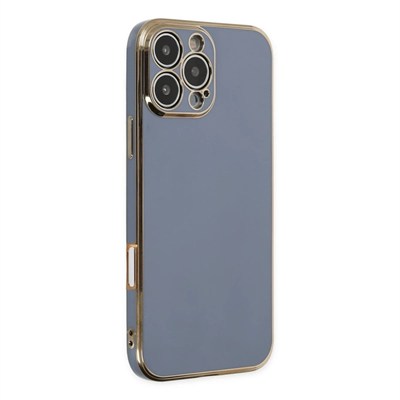 Mey İthalat®  iPhone 16 Pro Max Kılıf Volet Silikon - Mavi