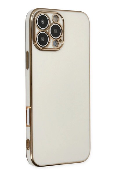 Mey İthalat®  iPhone 16 Pro Max Kılıf Volet Silikon - Beyaz