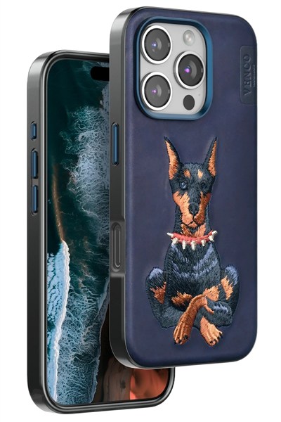 Mey İthalat®  iPhone 16 Pro Perma Desenli Kapak - Lacivert