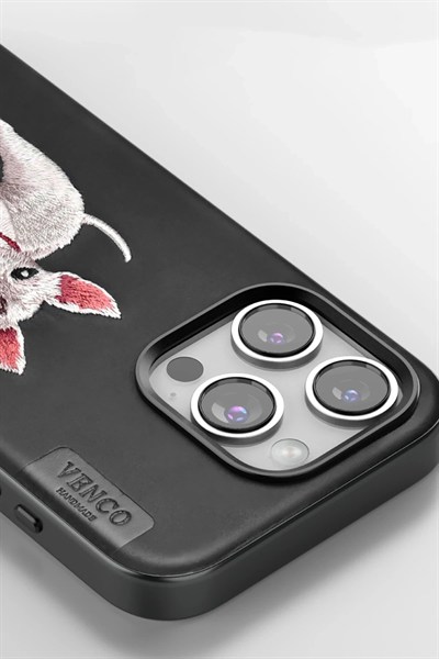 Mey İthalat®  iPhone 16 Pro Perma Desenli Kapak - Siyah