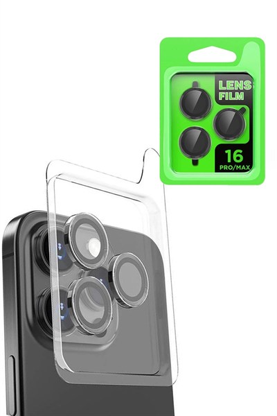 Mey İthalat®  iPhone 16 Pro Raze Metal Kamera Lens - Siyah