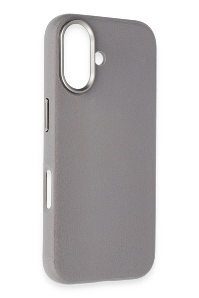 Mey İthalat®  iPhone 16 Wonder Deri Magsafe Kapak - Titan Gri