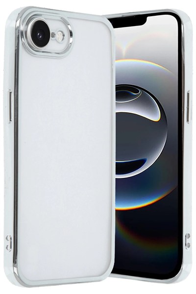 Mey İthalat®  iPhone 16E Kılıf  Lensli Silikon - Gümüş