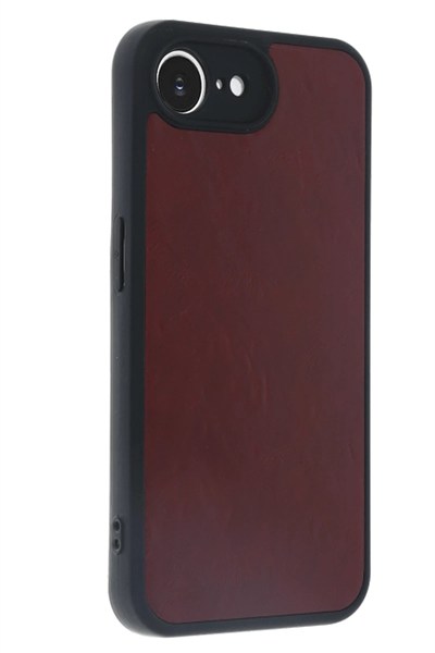 Mey İthalat®  iPhone 16E Kılıf Aras Deri Kapak - Bordo
