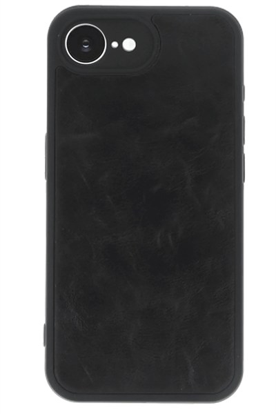 Mey İthalat®  iPhone 16E Kılıf Aras Deri Kapak - Siyah