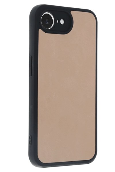 Mey İthalat®  iPhone 16E Kılıf Aras Deri Kapak - Pudra