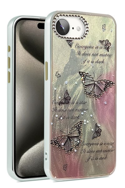 Mey İthalat®  iPhone 16E Kılıf Blade Aynalı Desenli Kapak - Desen 6