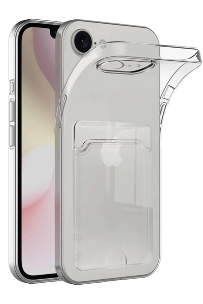 Mey İthalat®  iPhone 16E Kılıf Kart Şeffaf Silikon - Şeffaf