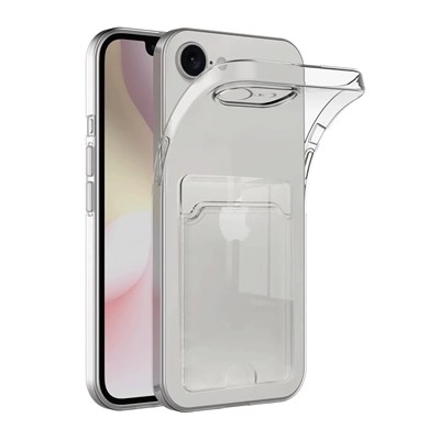 Mey İthalat®  iPhone 16E Kılıf Kart Şeffaf Silikon - Şeffaf