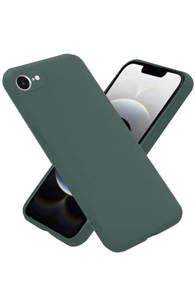 Mey İthalat®  iPhone 16E Kılıf Nano içi Kadife Silikon - Koyu Yeşil