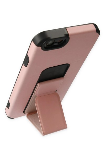 Mey İthalat®  iPhone 6 Kılıf Mega Standlı Silikon - Pudra