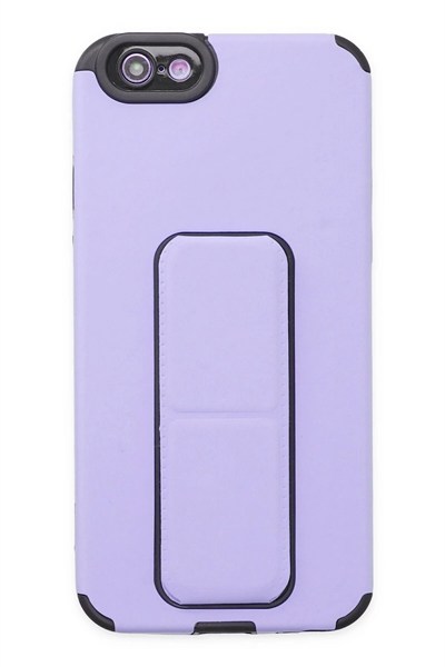 Mey İthalat®  iPhone 6 Kılıf Mega Standlı Silikon - Lila