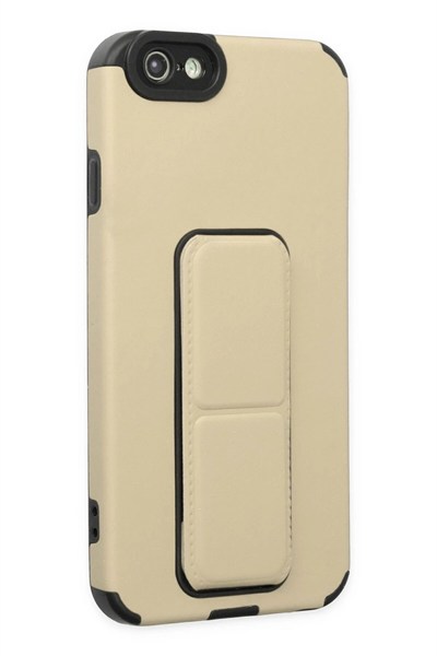 Mey İthalat®  iPhone 6 Kılıf Mega Standlı Silikon - Gold
