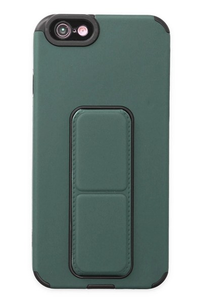 Mey İthalat®  iPhone 6 Kılıf Mega Standlı Silikon - Yeşil