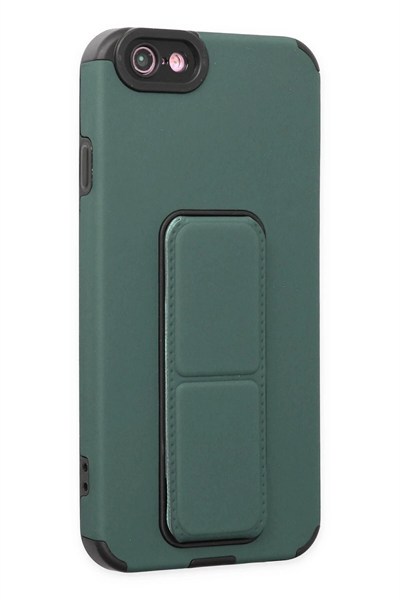 Mey İthalat®  iPhone 6 Kılıf Mega Standlı Silikon - Yeşil