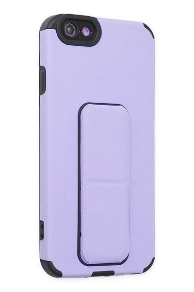 Mey İthalat®  iPhone 6 Kılıf Mega Standlı Silikon - Lila
