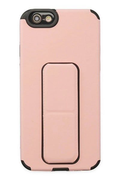 Mey İthalat®  iPhone 6 Kılıf Mega Standlı Silikon - Pudra