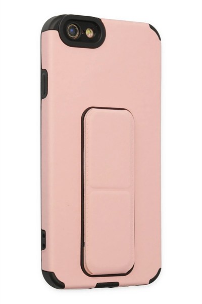 Mey İthalat®  iPhone 6 Kılıf Mega Standlı Silikon - Pudra
