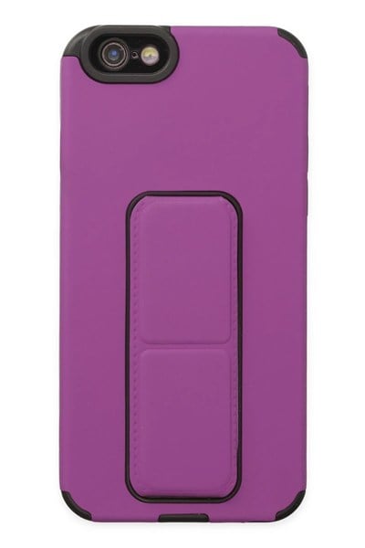 Mey İthalat®  iPhone 6 Kılıf Mega Standlı Silikon - Mor