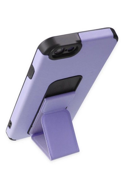 Mey İthalat®  iPhone 6 Kılıf Mega Standlı Silikon - Lila