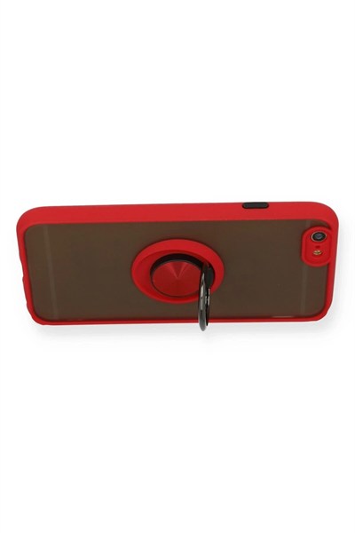 Mey İthalat®  iPhone 6 Kılıf Montreal Yüzüklü Silikon Kapak - Kırmızı
