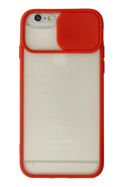 Mey İthalat®  iPhone 6 Kılıf Palm Buzlu Kamera Sürgülü Silikon - Kırmızı