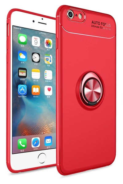 Mey İthalat®  iPhone 6 Kılıf Range Yüzüklü Silikon - Kırmızı