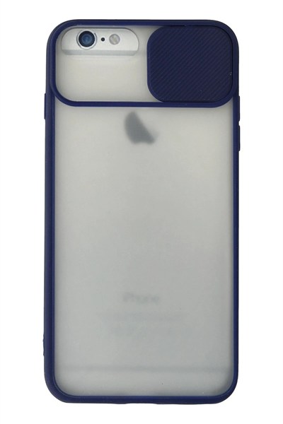 Mey İthalat®  iPhone 6 Plus Kılıf Palm Buzlu Kamera Sürgülü Silikon - Lacivert