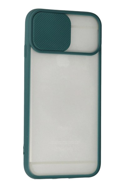 Mey İthalat®  iPhone 6 Plus Kılıf Palm Buzlu Kamera Sürgülü Silikon - Yeşil