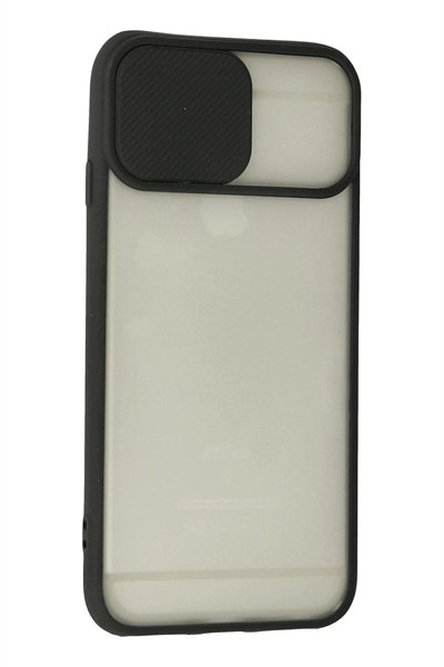 Mey İthalat®  iPhone 6 Plus Kılıf Palm Buzlu Kamera Sürgülü Silikon - Siyah