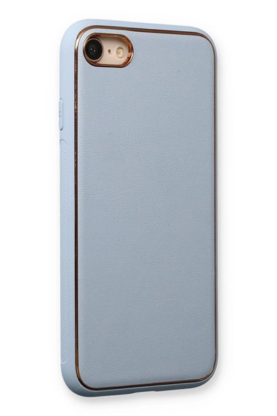 Mey İthalat®  iPhone 7 Kılıf Coco Deri Silikon Kapak - Açık Mavi