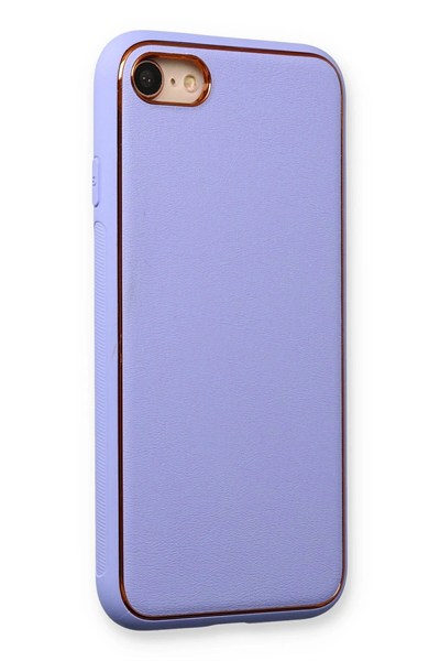 Mey İthalat®  iPhone 7 Kılıf Coco Deri Silikon Kapak - Açık Lila